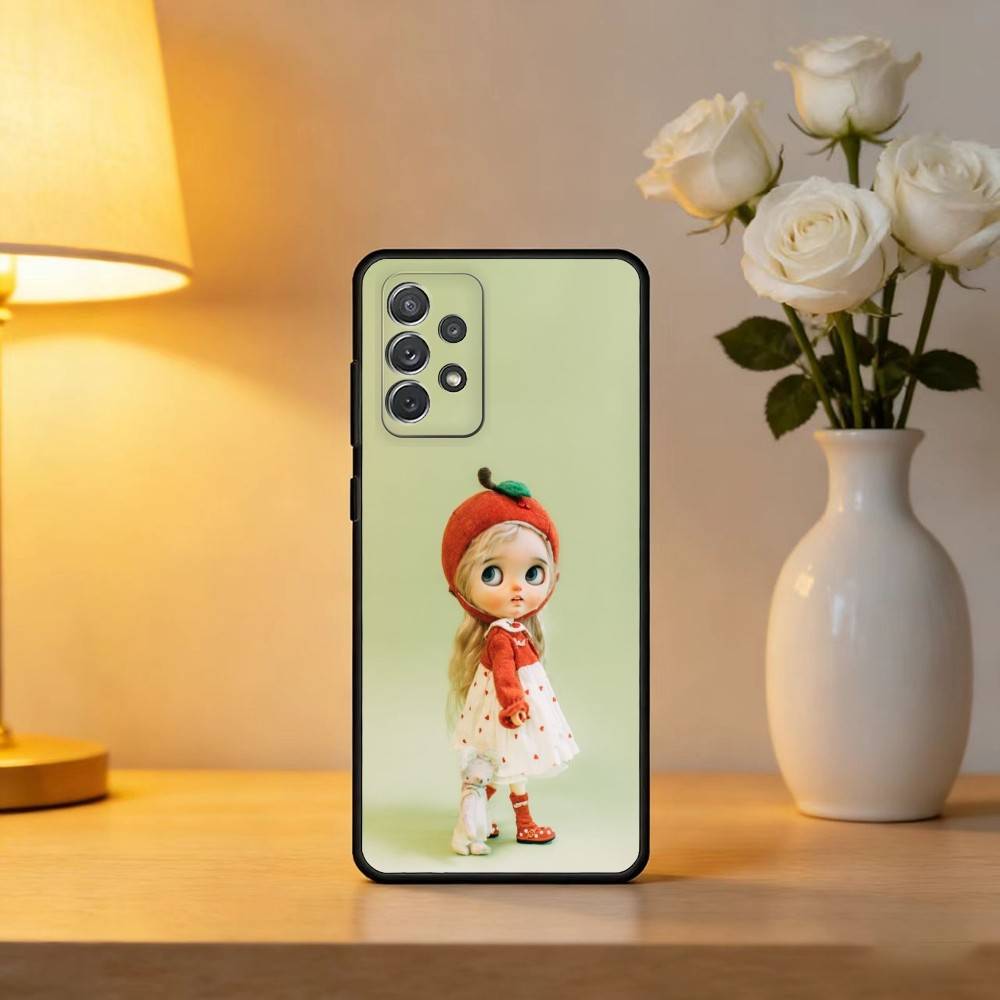 Fashion Doll Blythe Phone Case For Samsung Galaxy A73,A72,A71,A70,A53,A52,A51,Soft Silicone Black Cover