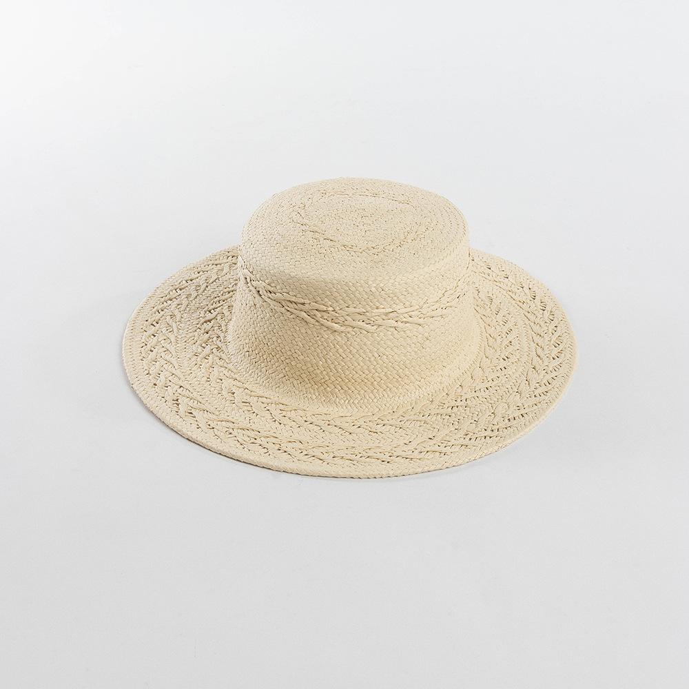 

USPOP Fashion Women Sun Hat Casual Hand-woven Wheat Ear Pattern Wide Brim Straw Hat for Spring Summer 56-58cm