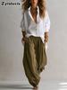 Women's Oversized Long Sleeve Shirt Set Outfit - Two Piece Set
