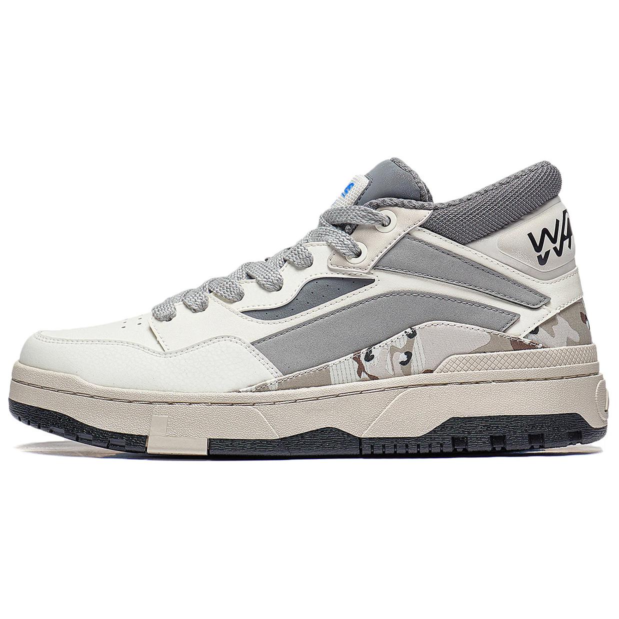 

Li Ning We Wo Удобные универсальные модные нескользящие прочные повседневные туфли средней высоты Мужские повседневные туфли серо-белого цвета AGCT223-3 40⅓