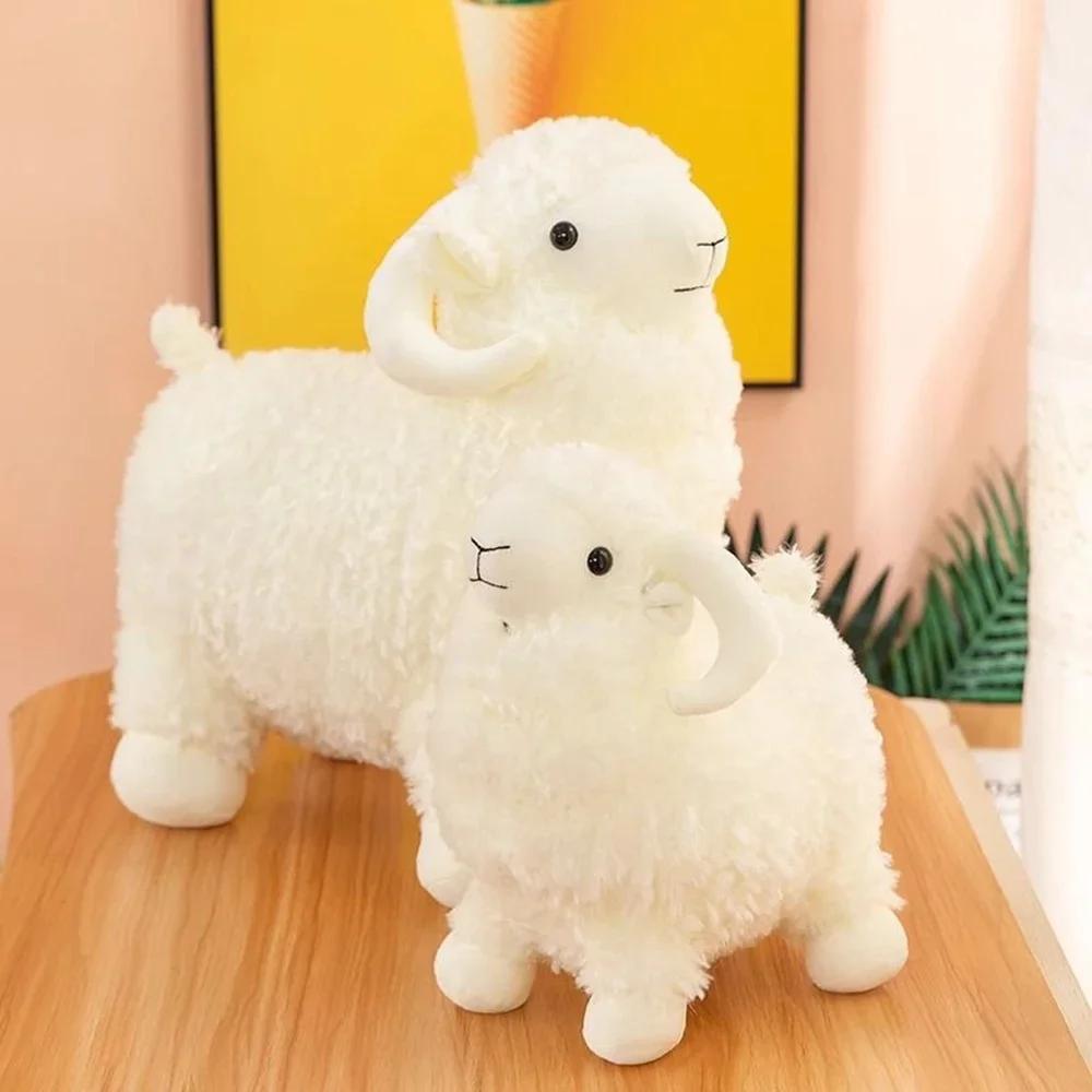 35CM Cartoon Kid Plush Toy Big Kawaii White Sleeping Pillow To Soothe Small Curly Doll To Give Children Birthday Christmas Gift