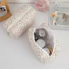 Cute Pink Floral Quilted Makeup Bag Multi-Purpose Portable Cosmetic Storage Pouch Compact Coin Storage Toiletry Organizer