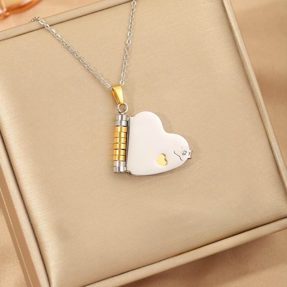 Stainless Steel Chain Women's Sweater Chain Heart Lovers Choker Book Pendant Necklace  Couple
