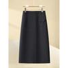 Spring 2025 Women's High-Waist Black A-Line Midi Bodycon Skirt