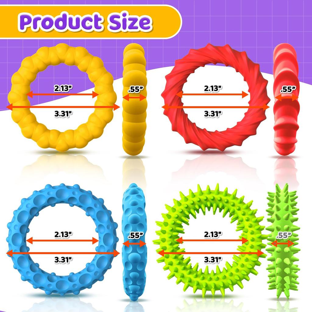 4 STÜCK Armband Sensorisches Fidget-Spielzeug für Kinder Erwachsene Packung Autismus Sensorisches Spielzeug für besondere Bedürfnisse Autistische dehnbare Armbänder Neu