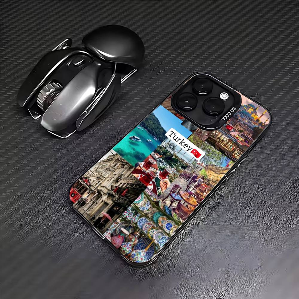 

S-SceneryS Istanbul T-Turkey Phone Case For iPhone17,16,15,14,13,12,11 Plus,Pro Max Colored Silver Plated Inside Cover iPhone14Plus