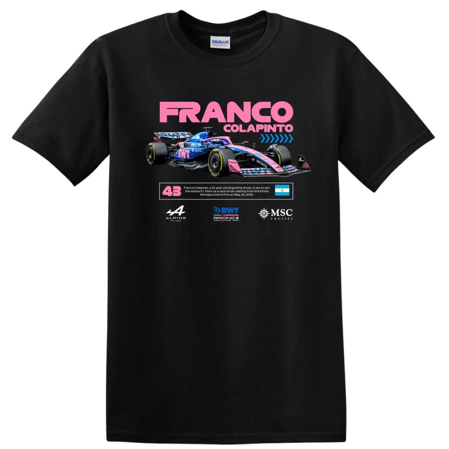 Футболка для фаната Формулы 1 Franco Colapinto Racing Розово-синий дизайн 2023 S
