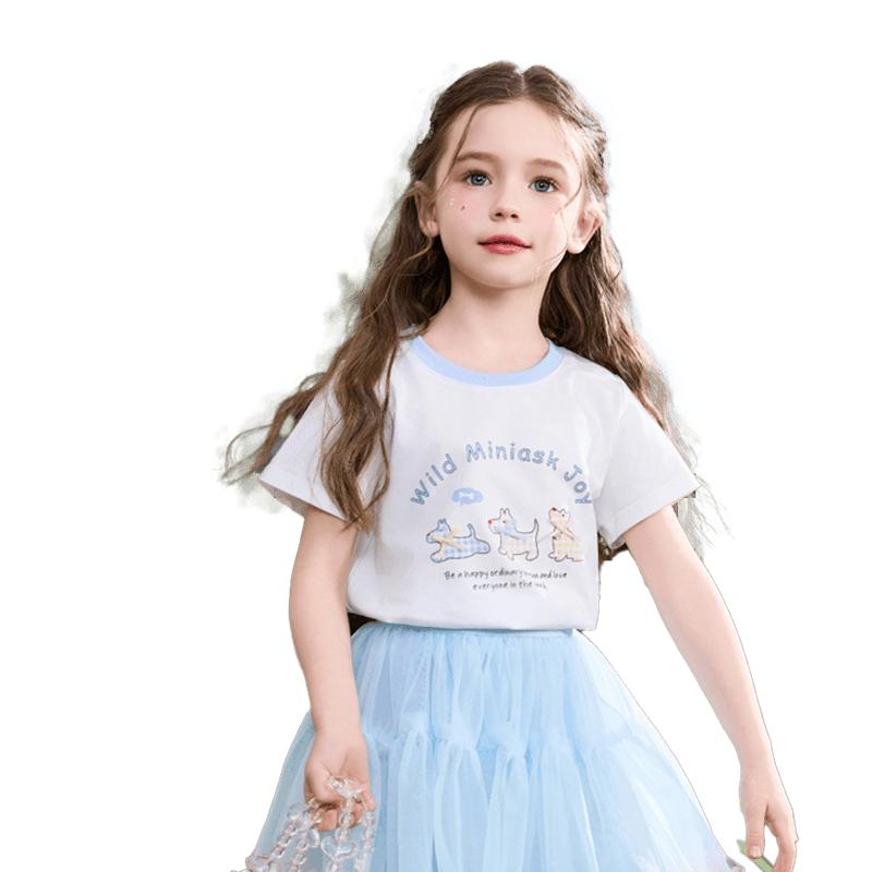 ASK JUNIOR Girls  Printed Color-Block Short Sleeve T-Shirt 110