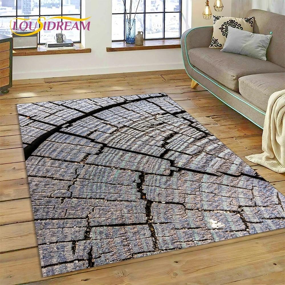 Color 3D Wood Grain Lines Rug Carpet for Living Room Bedroom Home Decor,Floor Mat Non-slip Decoration for Sofa Doormat Kid Gift