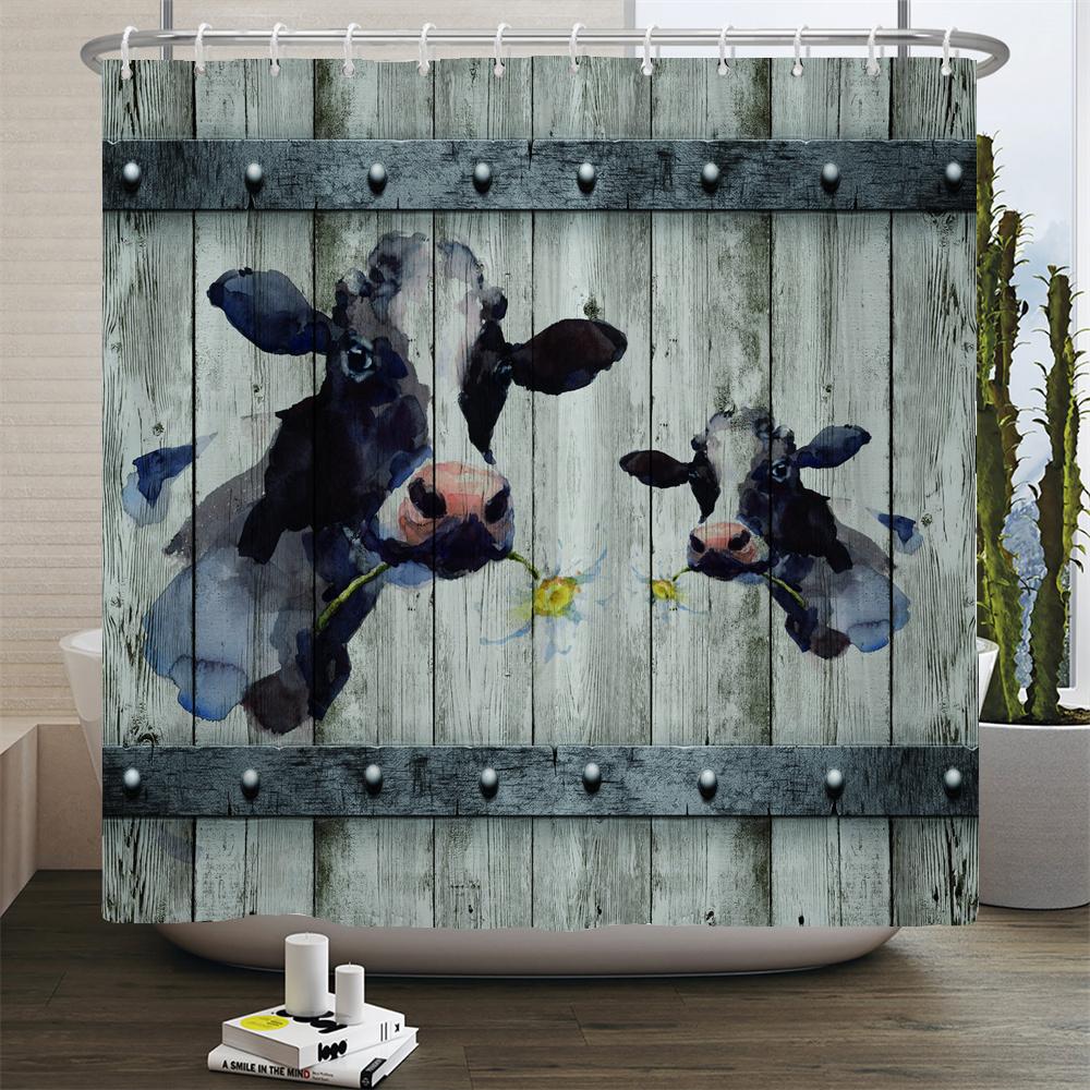 3D Printed Dutch Cattle Pattern Waterproof Bath Curtains Farm Cow Shower Curtains Bathroom Polyester Decoration Shower Curtain