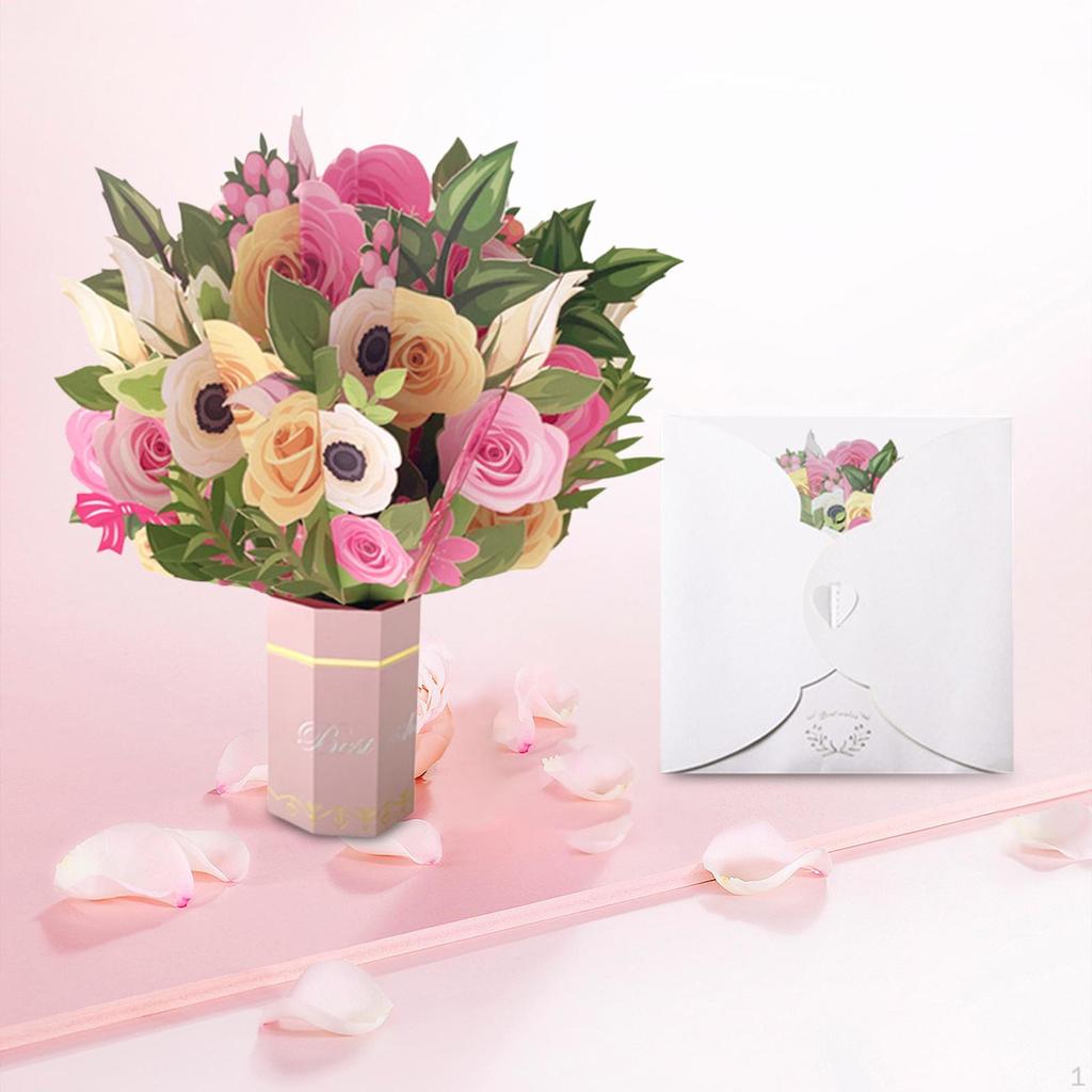 Dárková karta kytice ke Dni matek papírová plastika vyskočí na oslavy