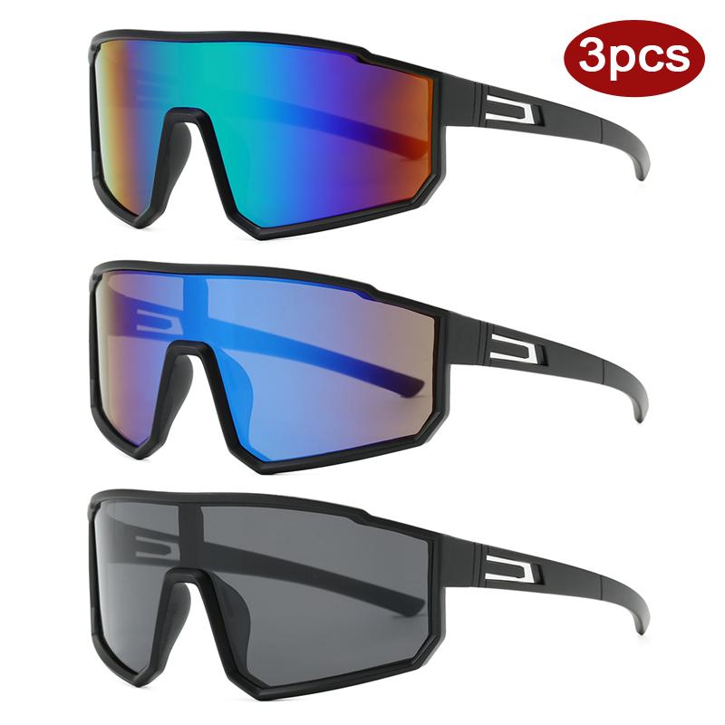 

3 шт. Велосипедные солнцезащитные очки с полной оправой для улицы для мужчин и женщин, спортивные цветные солнцезащитные очки, популярные панк-ветрозащитные очки, UV400