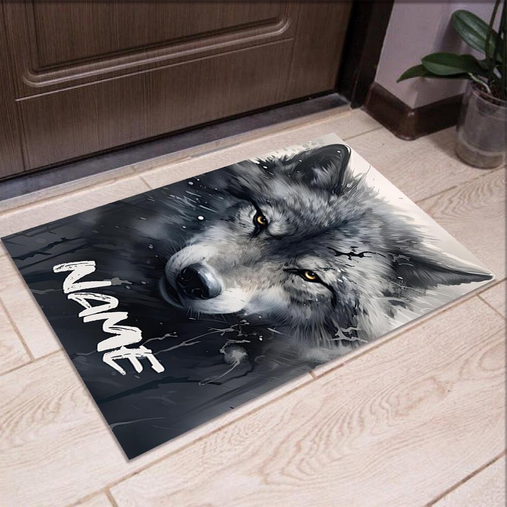 Custom Name Wolf Printed Carpet,Rug for Office Chair Living Room Bedroom Kitchen Room Decor Gifts.