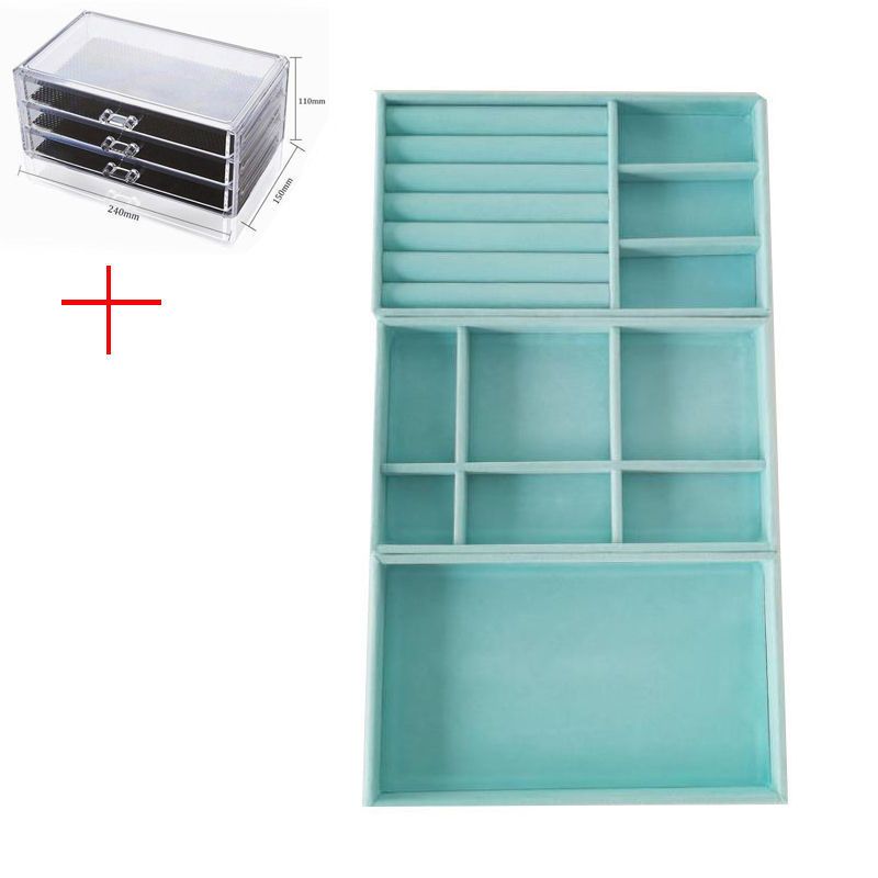 Transparent Jewelry Box Organizer Velvet Drawer Jewelry Boxes Storage Ring Necklace Bracelet Earrings Display Stand Accessories