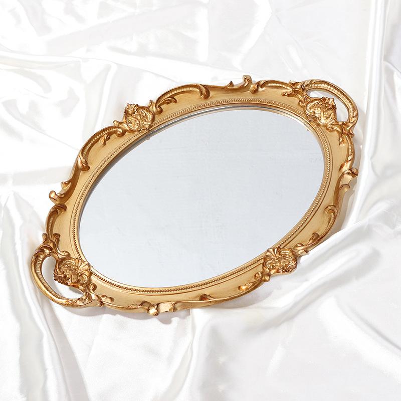 Specchio da Ingresso Corridoio con Cornice in Plastica da Appendere Ingresso Specchio da Parete Leggero per Sopra il Lavandino Vassoio Rettangolare Dorato