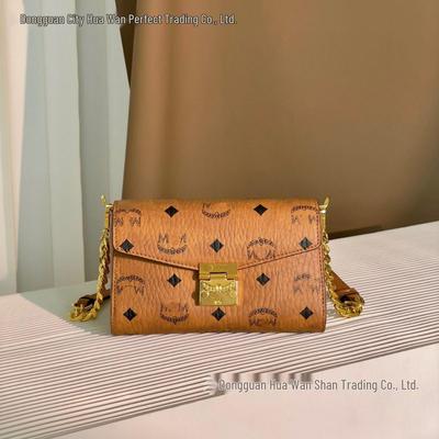 M Brand Women's Classic Chain Crossbody Envelope Bag with Flap Lock and Print