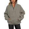 2023 Autumn-Winter Women's Fleece Stand Collar Zipper Hoodie with Pockets