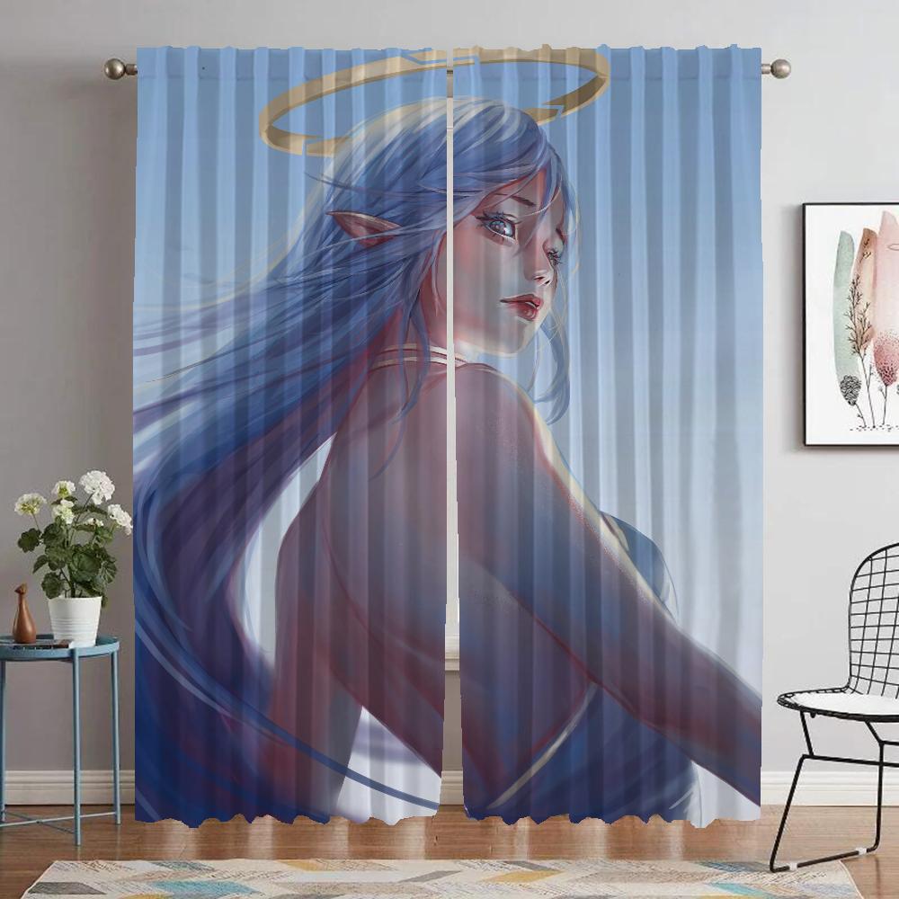 Curtains for Living Room Curtain for Room 2 Panel Female Elf Home Interior Curtains Shades Halloween Decoration Partition Camera