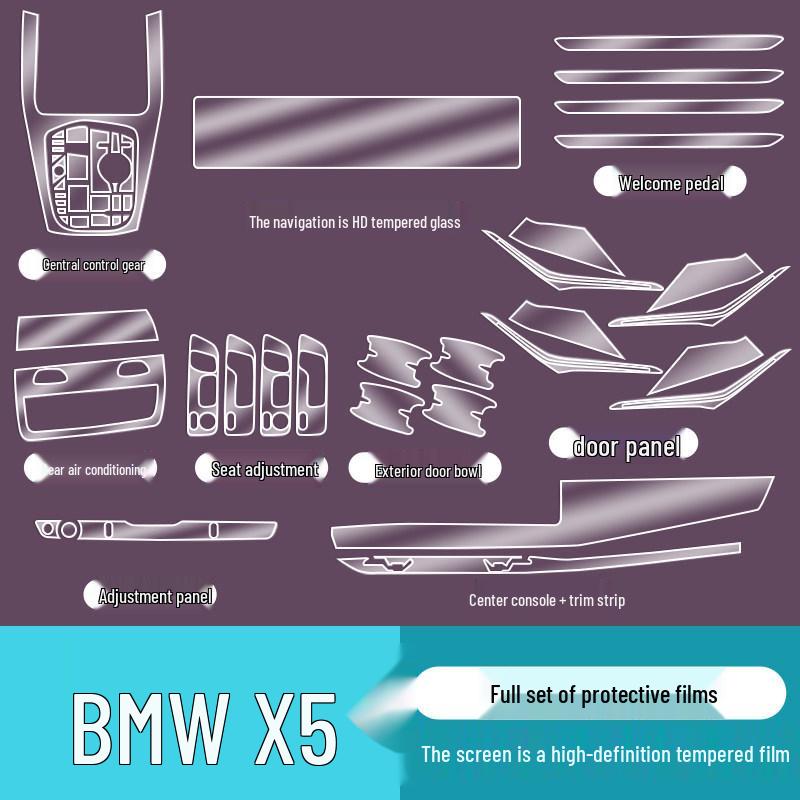 BMW X5 23/24 Interior Protective Film Set: Tempered Glass Screen Protector & Door Sill Film