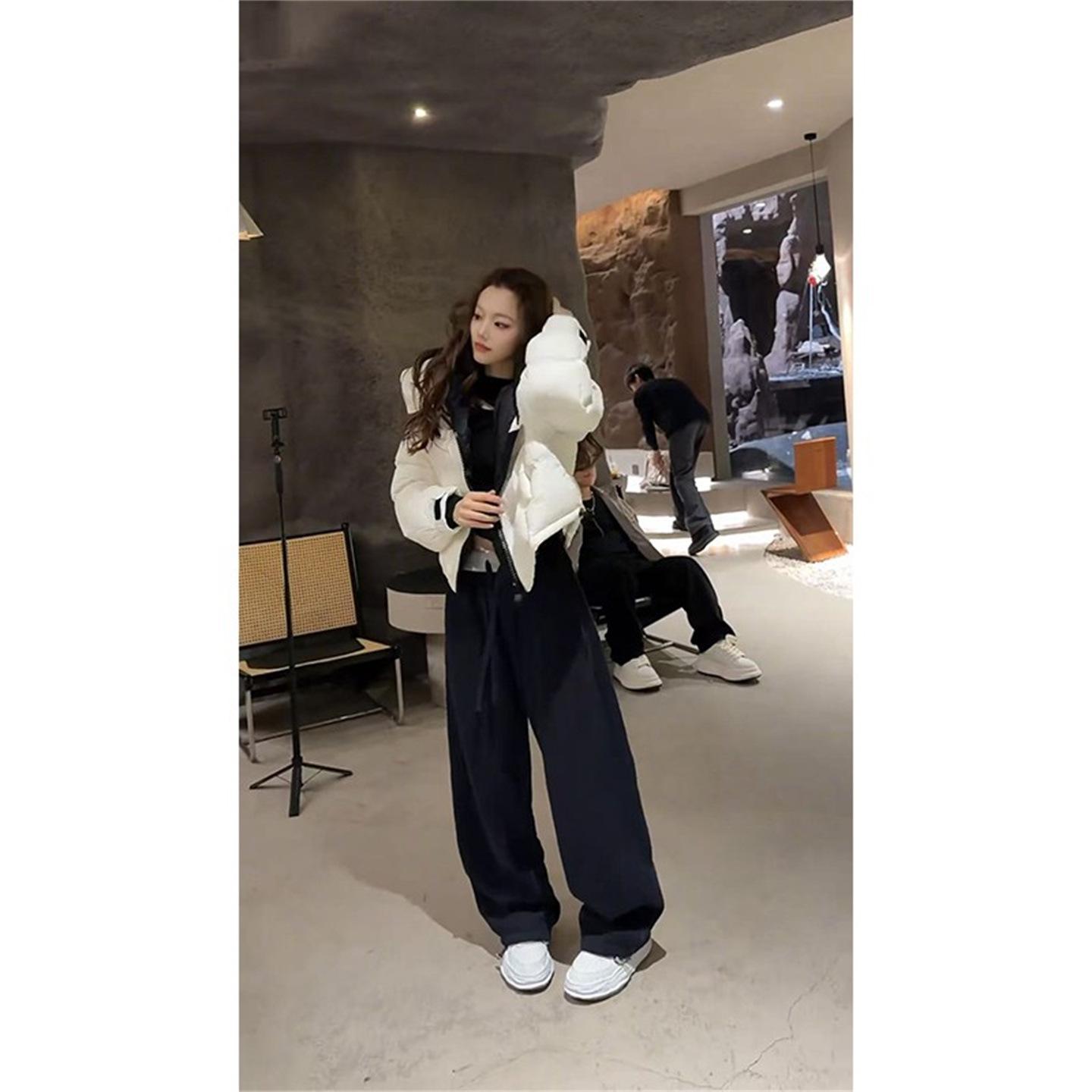 

High-End Winter Hooded Cotton Jacket and Casual Sweatpants Set: Warm, Slim-Fitting, Versatile Outfit L (105-115 jin)