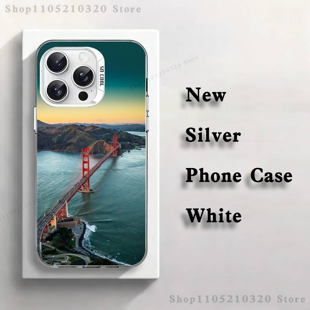 USA Golden Gate Bridge Phone Case For iPhone 17,16,15,14,13,12,11,Pro,XS,Max,Plus,Mini,SE4,E white Matte Shockproof Cover