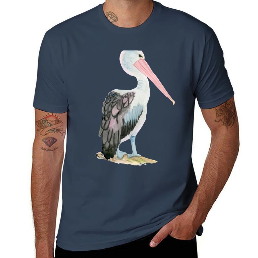 Watercolour Pelican By Love Stax Tshirt Basic Simple Design Short Sleeve Shirt Tshirt