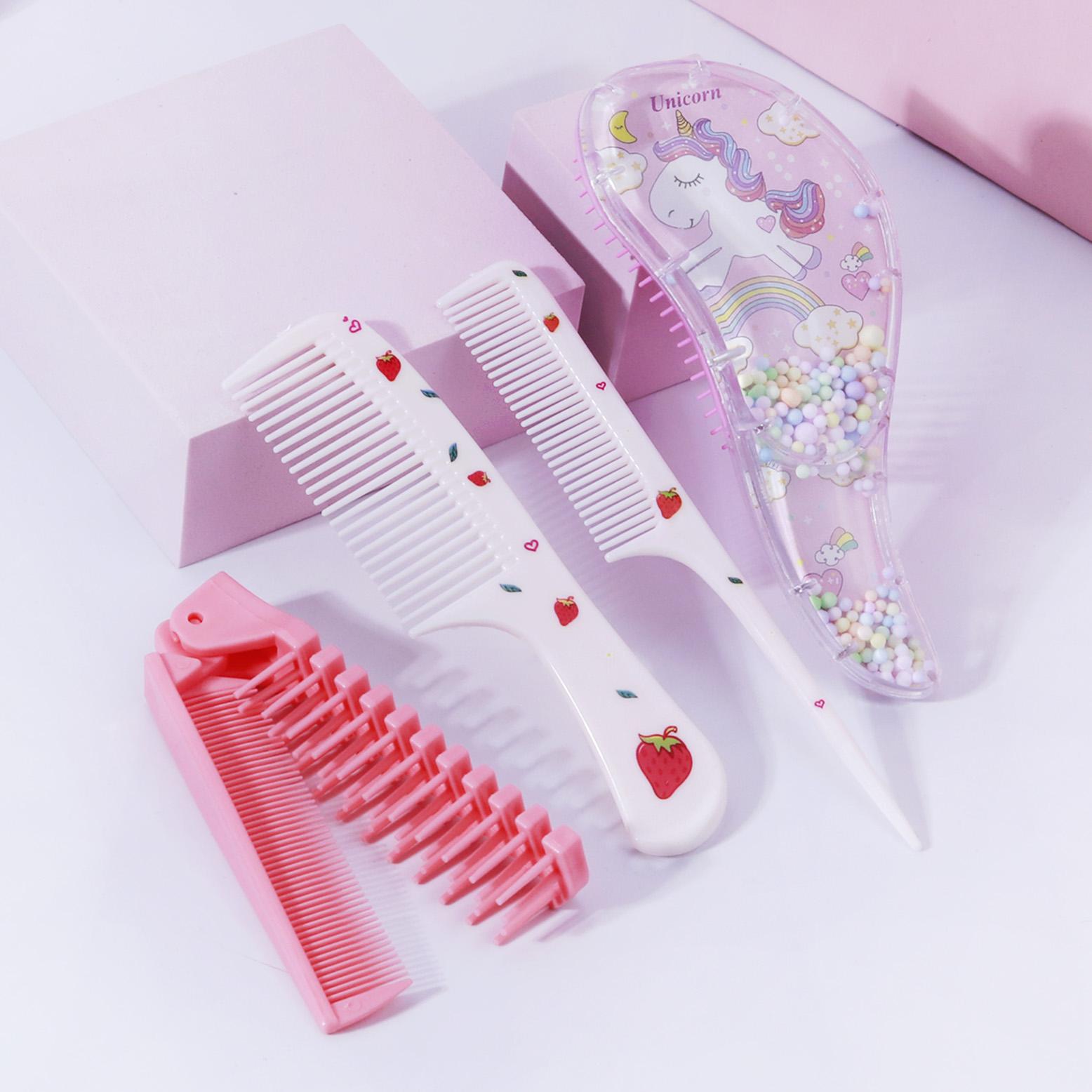 

4pcs/set cartoon massage comb set, suitable for all types of hair, gifts, portable travel, suitable for all hair types