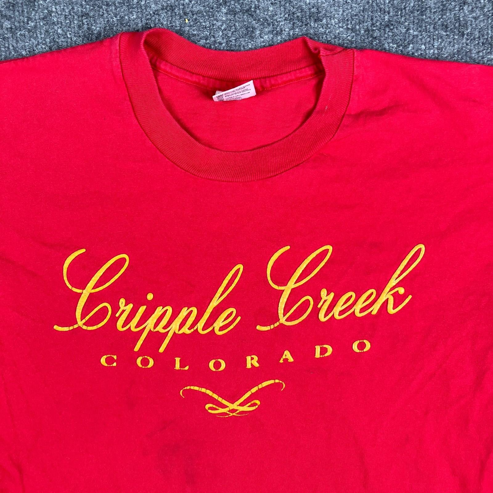 Anvil T-Shirt Mens Size L Red Cripple Creek Colorado Tourist Graphic Tee XXXL
