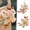 Flying Cat Plush Keychain 4.7 Inch Cute Flying Deer Mini Doll with Wings Detachable Buckle Purse Charm for Backpack Handbag