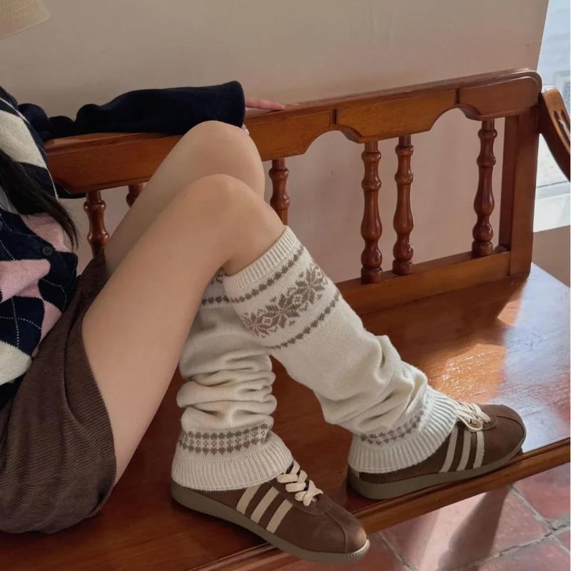30% Wool Leg Warmers Women Warm Knitted Foot Cover Knee Socks Jk Lolita Girls Long Socks Stockings Leg Warmers Autumn And Winter