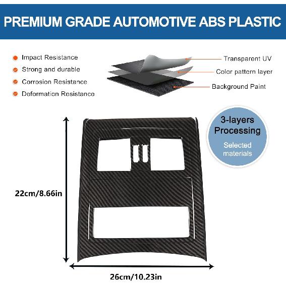 Hinterer Lüftungsgitter-Auslasspanel-Zierleiste Kompatibel mit BMW 3er E90 E91 2005-2012, ABS Hinterer Luftauslass-Panel Anti-Kratzschutz Rahmenabdeckung