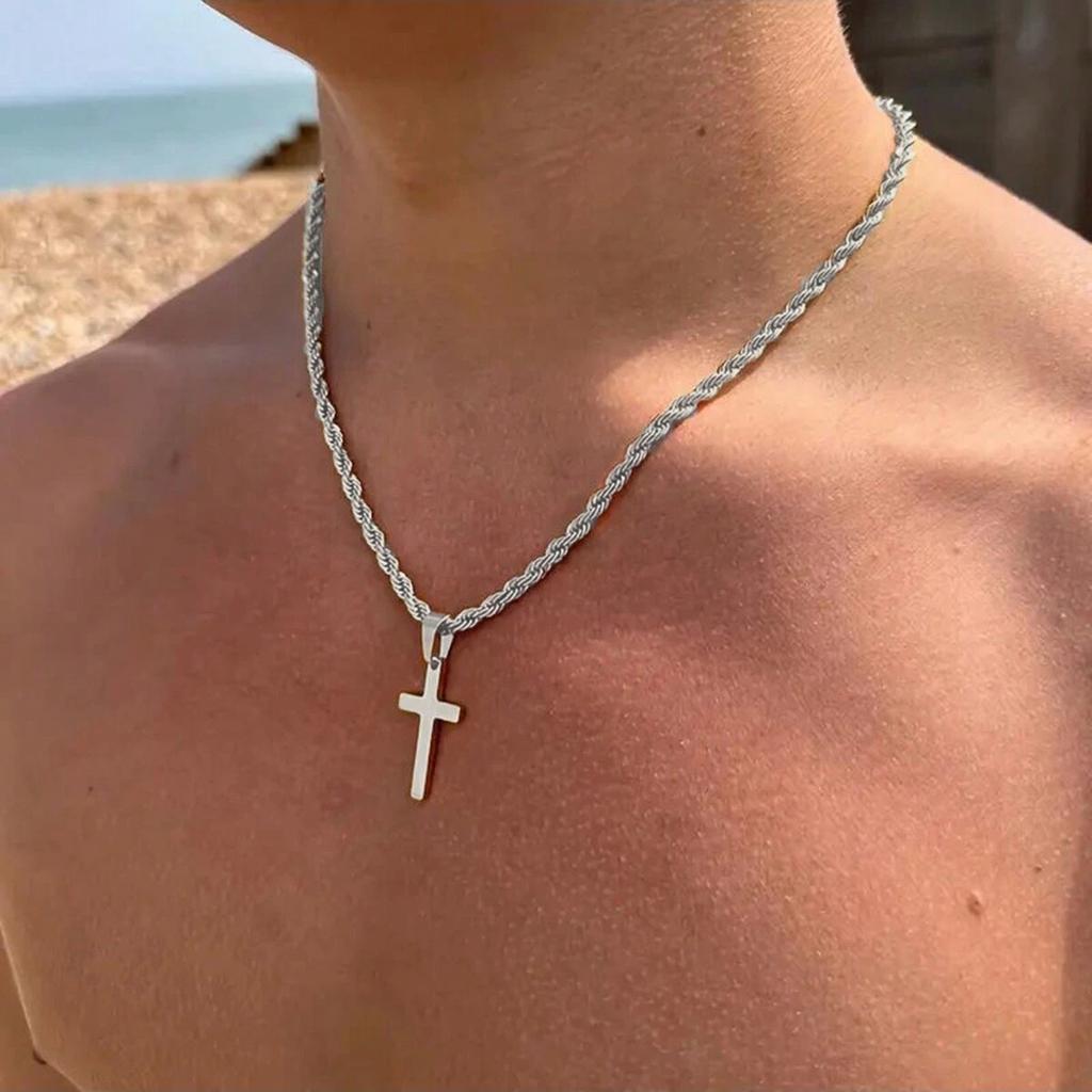 New Stainless Steel Cross Pendant Necklace for Men Women Minimalist Gold Color Jewelry Male Female Necklaces Chokers Gifts 2025