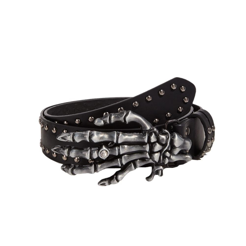 Versatile Skull Belt Punk Gothic Leather Belt Y2k Snap on Waist Belt  Unisex