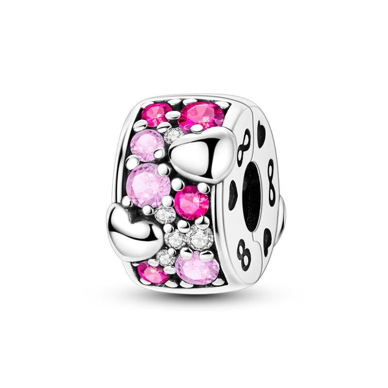 copper Clasp copper CZ pave Clip Charm Bead Charms Daisy Bead Charms Stopper Safety Chain fit Authentic Pandora Bracelets Jewellery Clip