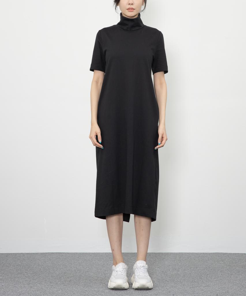 RAW TO RAW Wrd052 Fine Cotton Pullover Short Sleeve Dress (Deep Black)