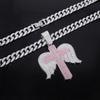 Alloy Necklace Men Trend Cross Angel Wings Pendant, Stylish Full Rhinestone Cool Hip Hop Jewelry