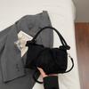 Casual Suede Leather Crossbody Bag Magnetic Closure Wrinkle Texture Shoulder Bag Soft Handle Commuting Bag Commuting