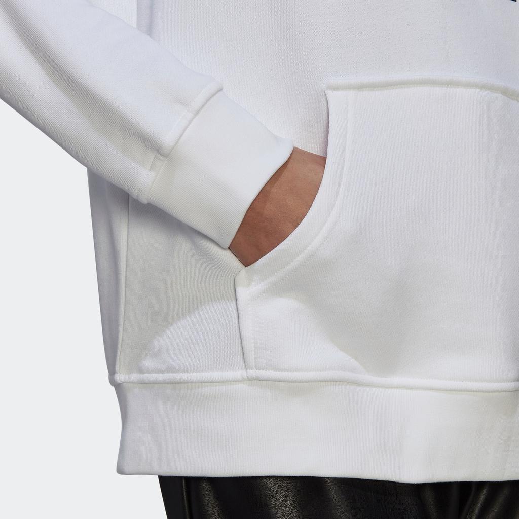 Adidas Originals Trefoil Hoodie Classic Trefoil Print Pullover Long Sleeve Sweatshirt Women Hoodies White HN8329