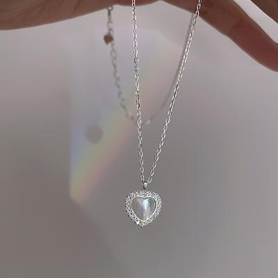 Love Pendant Necklace Women's Ins Fashion Temperament Imitation Cat Eye Collarbone Chain Sweet Item Jewelry