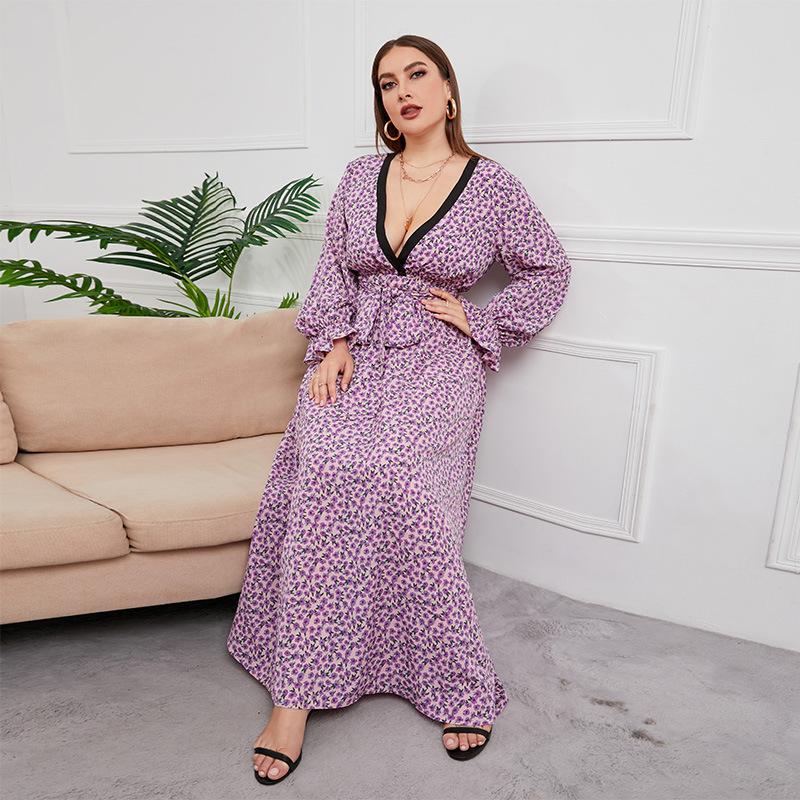 Длинное платье с цветочным принтом для женщин — фото 4