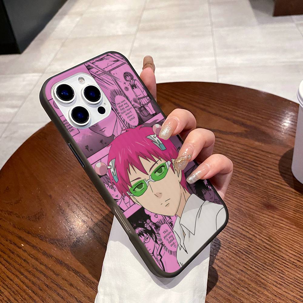 Cute Kitty Boy Saiki Kusuo Corrugated Stripe Phone Case For IPhone 17 16 15 14 13 12 11 Pro Max Plus Pro Shockproof Cover