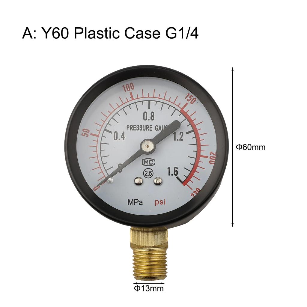 Y60 Analog Pressure Gauge 0 To 1.6 MPa 0 To 230 PSI For Air Compressor Systems Compatible With Pneumatic And HVAC Equipment