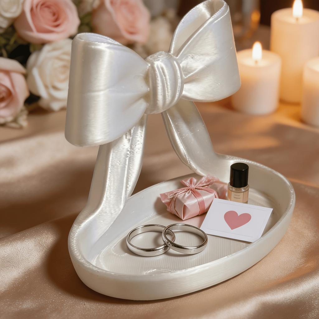 1PC Cream Bow Storage Tray Decoration, Bow Jewelry Storage Tray