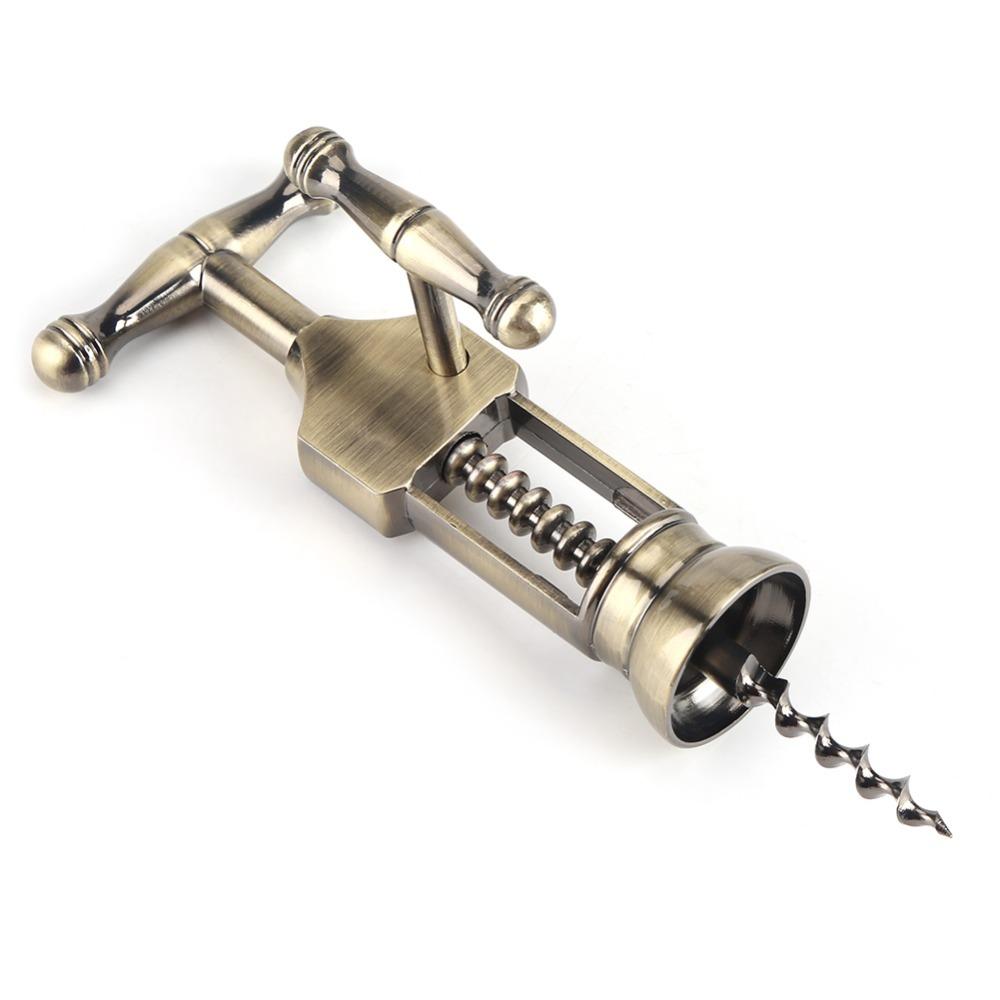 Comfortable Handle Portable Wine Bottle Opener Vintage Metal Cork Puller Outdoor Use