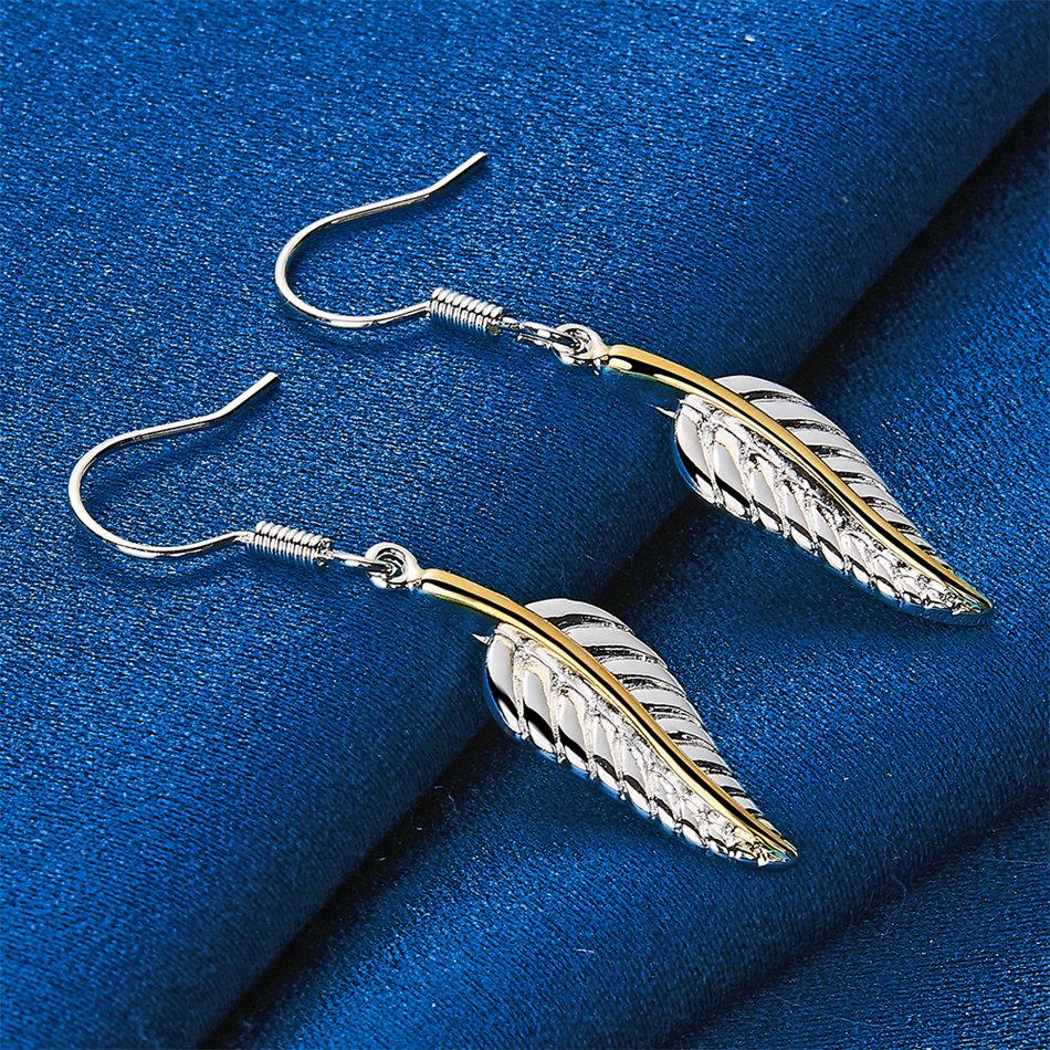 Stylish 925 Sterling Silver Feather Earrings for Women - Charming Wedding Party Gift Accessories