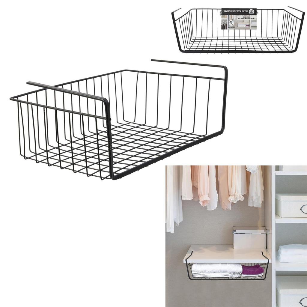 Suspended Shelf Basket M Black Metal 40X26 Cm