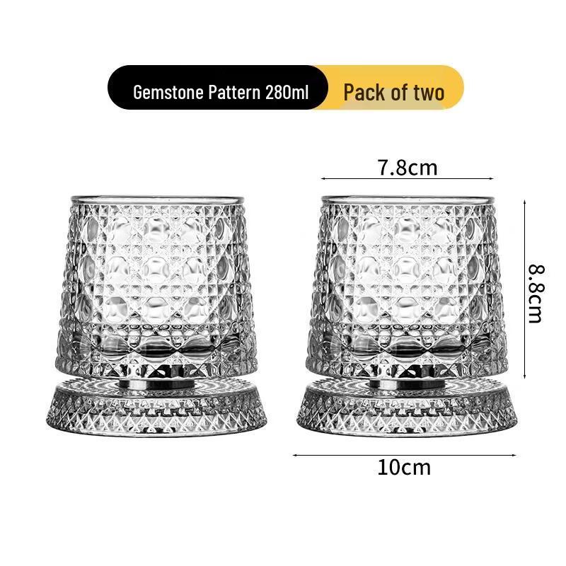 JINGRX Creative Crystal Rotating Whiskey Glasses