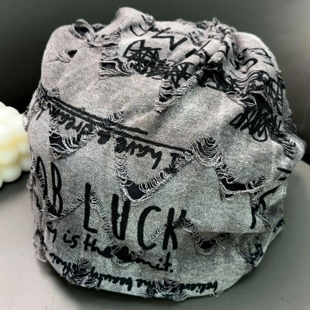 Loose Style Letter Print Beanie Thin Bonnet Hip Hop Beanies Pullover Hat  Streetwear Fashion