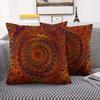 Vikama Red Dreamy Golden Mandala Bohemian Style Pillowcase, Modern Style Bedroom And Living Room Home Decoration