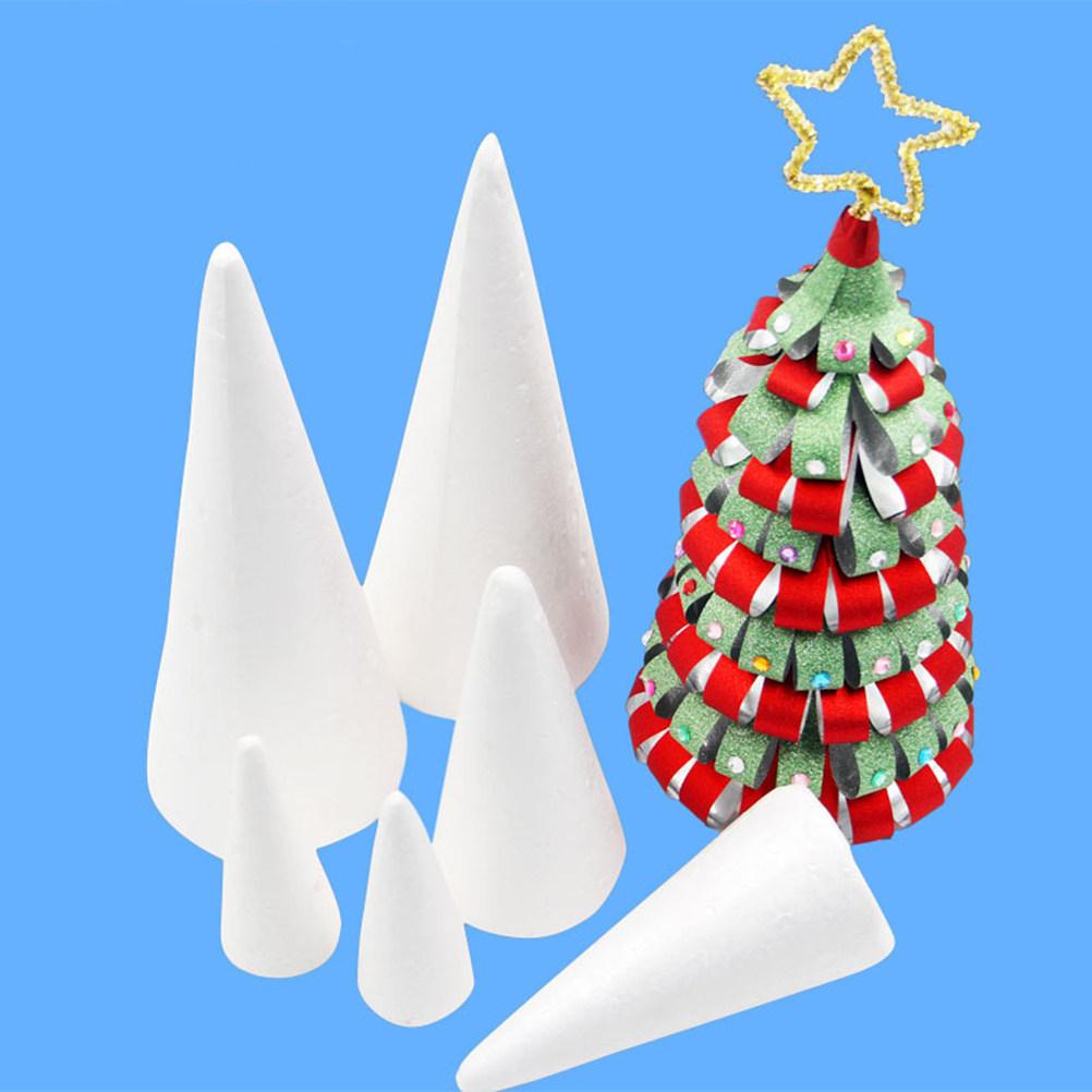 10Pcs White Craft Cones 10x7cm Foam DIY Centerpiece Decorations for Activities Home School Church Party Art Making Kit